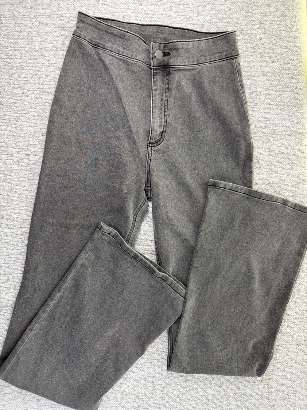 Tezenis Grey/Black Flared Jeans (Very Stretchy Jeggings) High Waste Size M